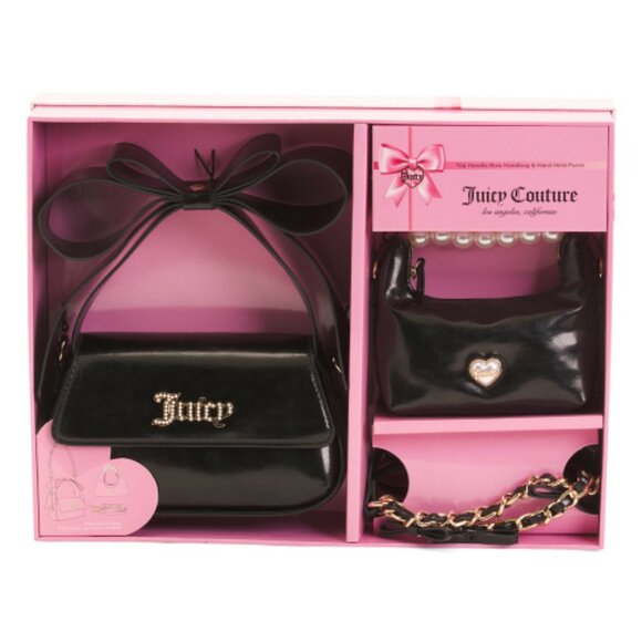 Juicy Couture Handbags - JUICY COUTURE 2pc Top Handle Shoulder Bag And Clutch Set Black